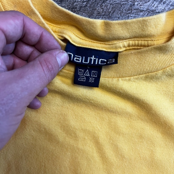 Vintage Nautica Sailing Shirt Size Large Yellow 90's Competition Graphic Tee KC - Picture 5 of 6